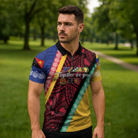 Love Torba PNG Day Zipper Polo Shirt Together We Grow - Polynesian Pride