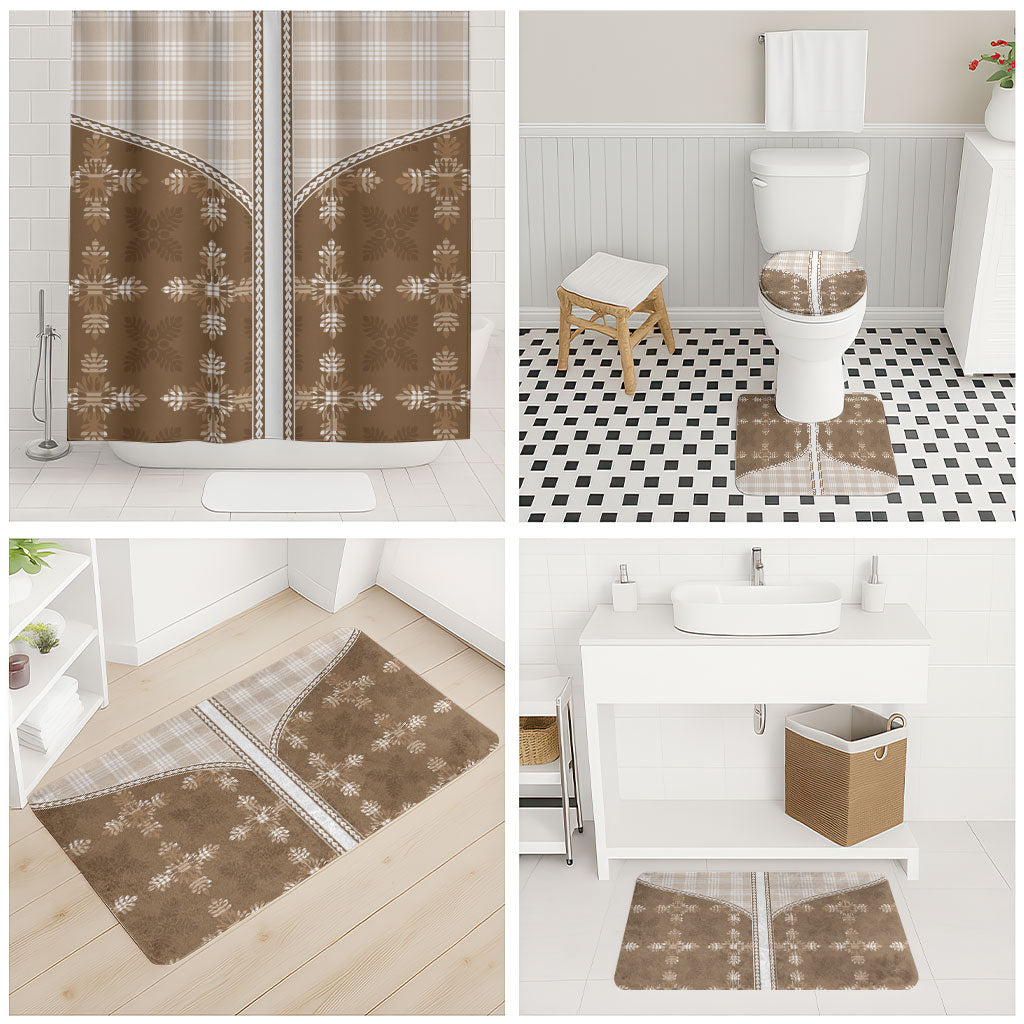 Beige Hawaii Paniolo Quilt Motif Bathroom Set LT05 - Polynesian Pride