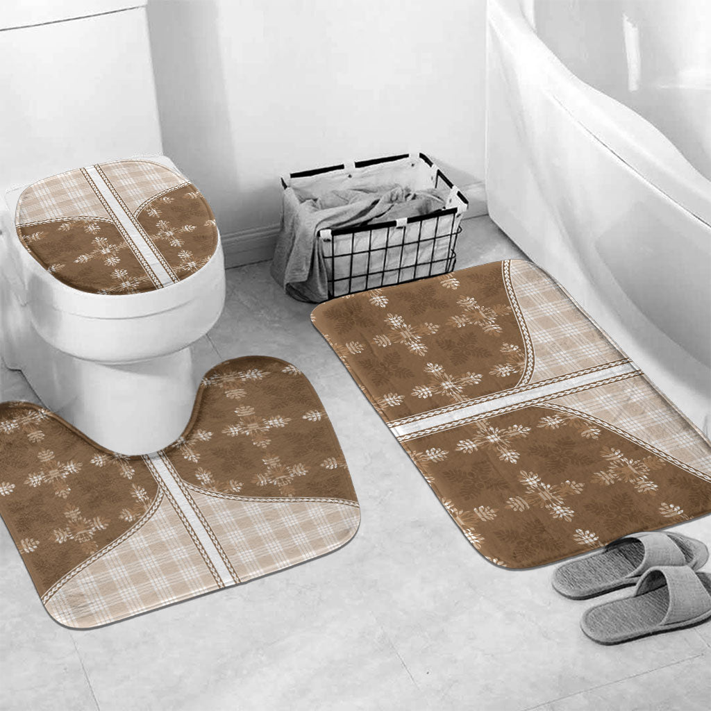 Beige Hawaii Paniolo Quilt Motif Bathroom Set LT05 Mat Set Only (3 pcs) One Size Beige - Polynesian Pride