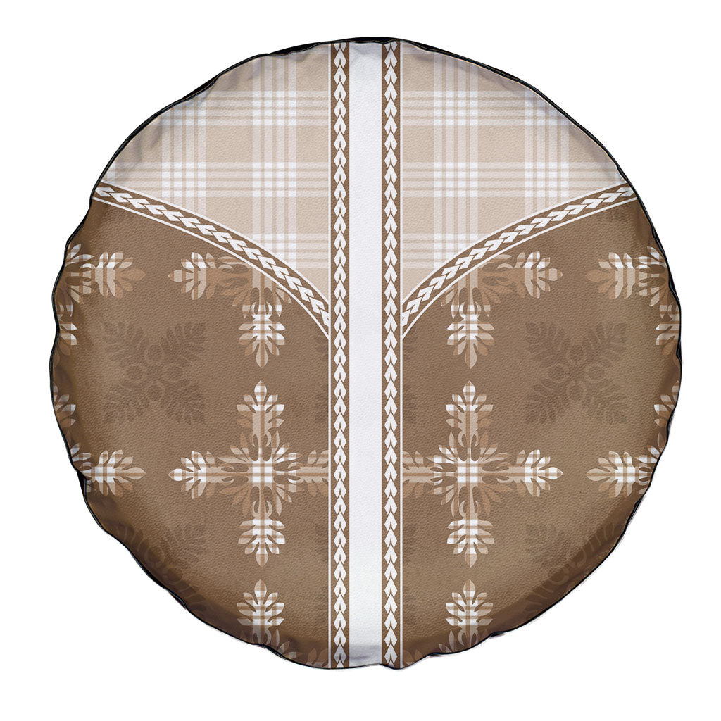 Beige Hawaii Paniolo Quilt Motif Spare Tire Cover LT05 - Polynesian Pride