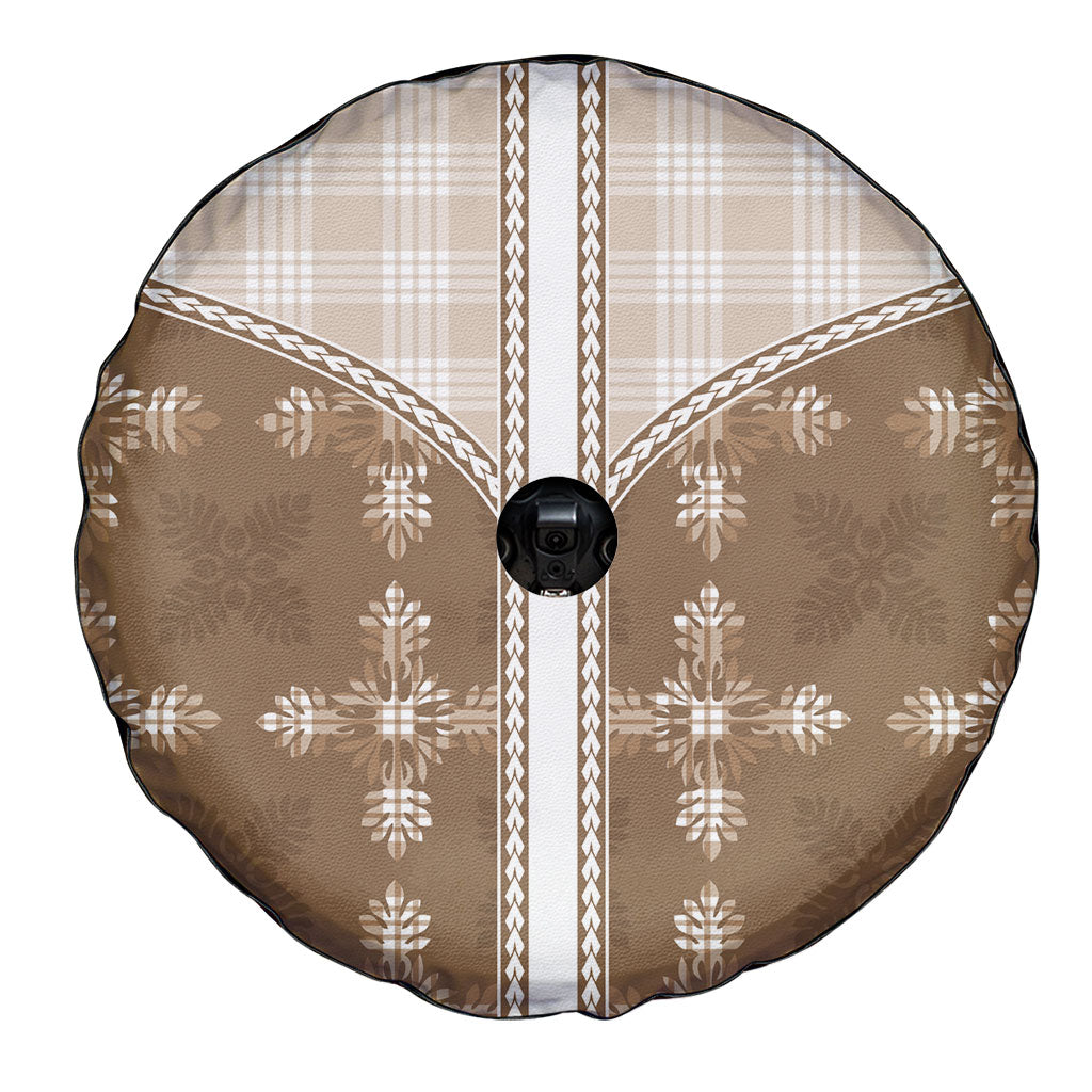 Beige Hawaii Paniolo Quilt Motif Spare Tire Cover LT05 - Polynesian Pride