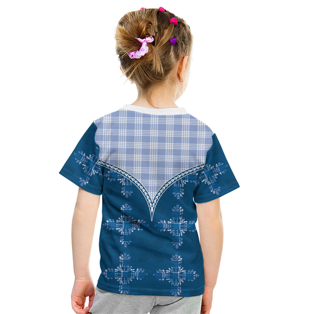 Blue Hawaii Paniolo Quilt Motif Kid T Shirt LT05 - Polynesian Pride