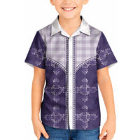 Purple Hawaii Paniolo Quilt Motif Kid Hawaiian Shirt LT05 Kid Purple - Polynesian Pride