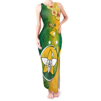 Personalized Papua New Guinea Enga Province Tank Maxi Dress Mix Coat Of Arms Polynesian Pattern LT05 Women Green - Polynesian Pride