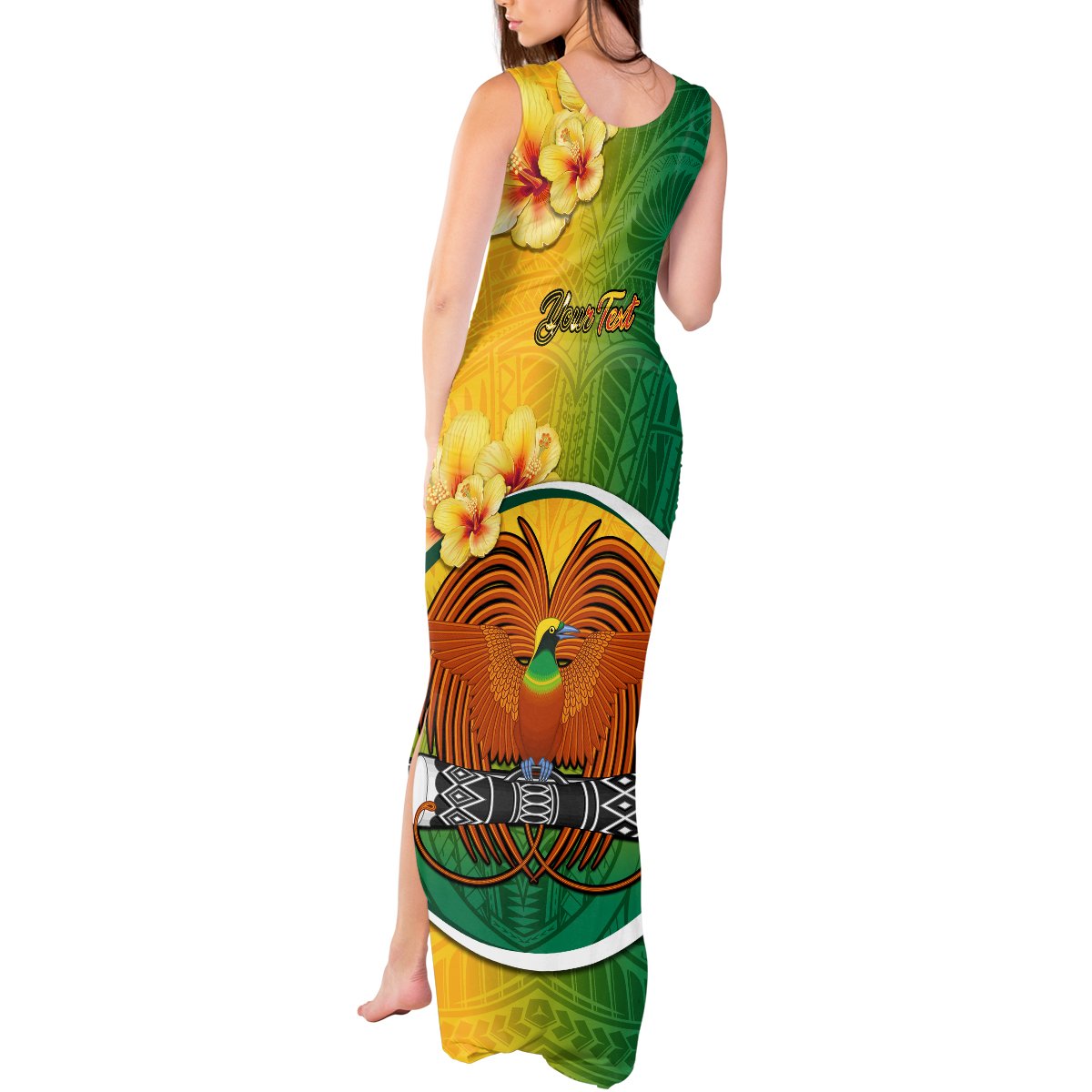 Personalized Papua New Guinea Enga Province Tank Maxi Dress Mix Coat Of Arms Polynesian Pattern LT05 - Polynesian Pride