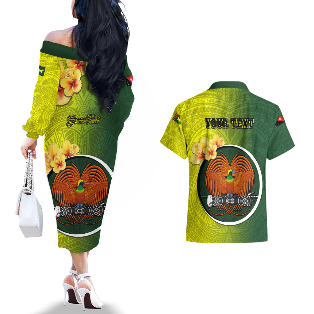Personalized Papua New Guinea Oro Province Couples Matching Off The Shoulder Long Sleeve Dress and Hawaiian Shirt Mix Coat Of Arms Polynesian Pattern LT05 - Polynesian Pride