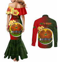 Personalized Papua New Guinea Eastern Highlands Province Couples Matching Mermaid Dress and Long Sleeve Button Shirts Mix Coat Of Arms Polynesian Pattern LT05 - Polynesian Pride