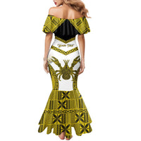 Personalised Niue The Rock Of Polynesia Family Matching Mermaid Dress and Hawaiian Shirt Peniamina Gospel Day Yellow Version LT05 - Polynesian Pride