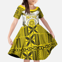 Personalised Niue The Rock Of Polynesia Family Matching Puletasi and Hawaiian Shirt Peniamina Gospel Day Yellow Version LT05 Daughter's Dress Yellow - Polynesian Pride