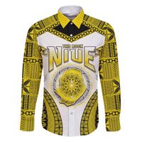 Personalised Niue The Rock Of Polynesia Family Matching Puletasi and Hawaiian Shirt Peniamina Gospel Day Yellow Version LT05 Dad's Shirt - Long Sleeve Yellow - Polynesian Pride