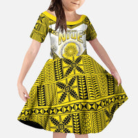 Personalised Niue The Rock Of Polynesia Family Matching Summer Maxi Dress and Hawaiian Shirt Peniamina Gospel Day Yellow Version LT05 Daughter's Dress Yellow - Polynesian Pride