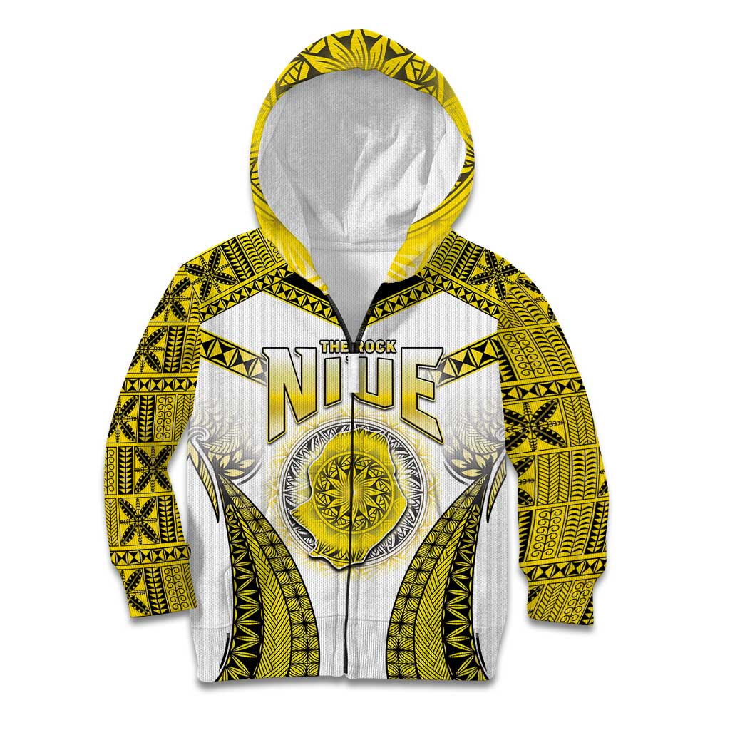 Personalised Niue The Rock Of Polynesia Kid Hoodie Peniamina Gospel Day Yellow Version LT05 Zip Hoodie Yellow - Polynesian Pride