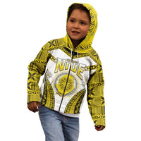 Personalised Niue The Rock Of Polynesia Kid Hoodie Peniamina Gospel Day Yellow Version LT05 - Polynesian Pride