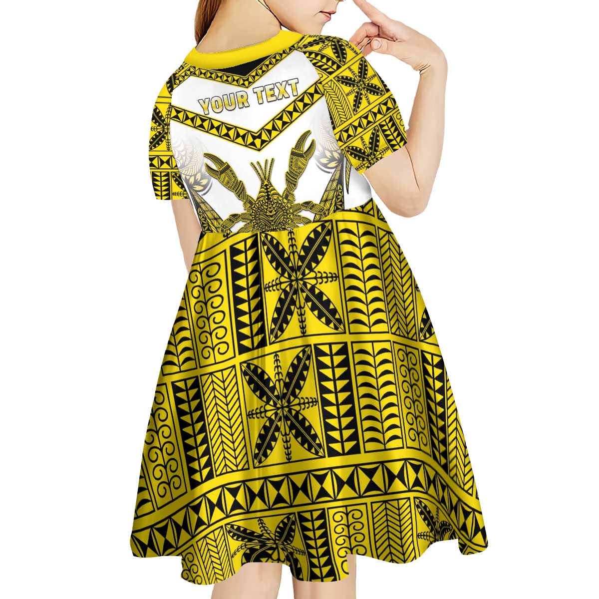 Personalised Niue The Rock Of Polynesia Kid Short Sleeve Dress Peniamina Gospel Day Yellow Version LT05 - Polynesian Pride