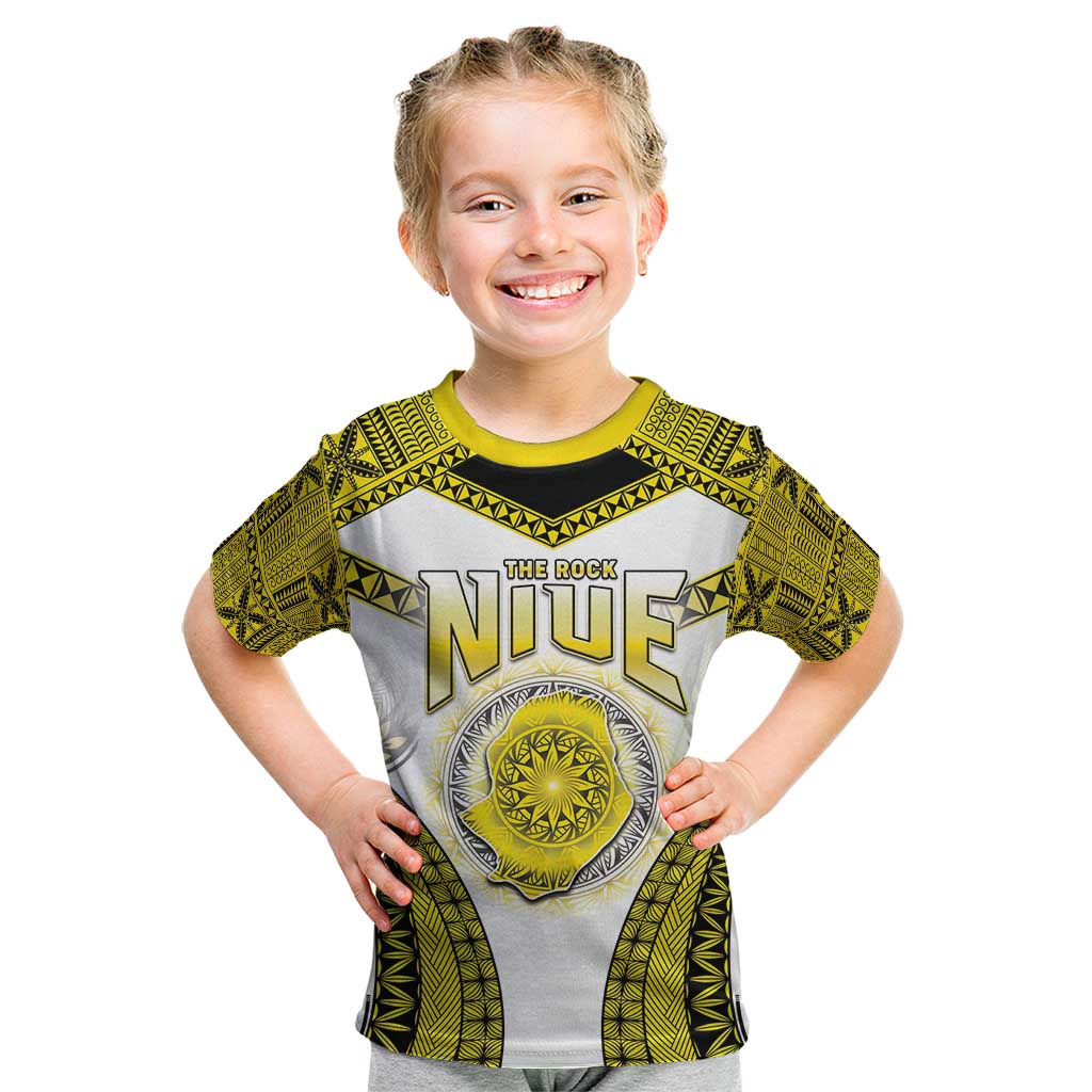 Personalised Niue The Rock Of Polynesia Kid T Shirt Peniamina Gospel Day Yellow Version LT05 Yellow - Polynesian Pride