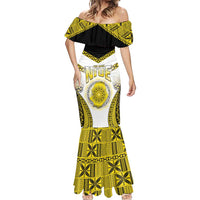Personalised Niue The Rock Of Polynesia Mermaid Dress Peniamina Gospel Day Yellow Version LT05 - Polynesian Pride