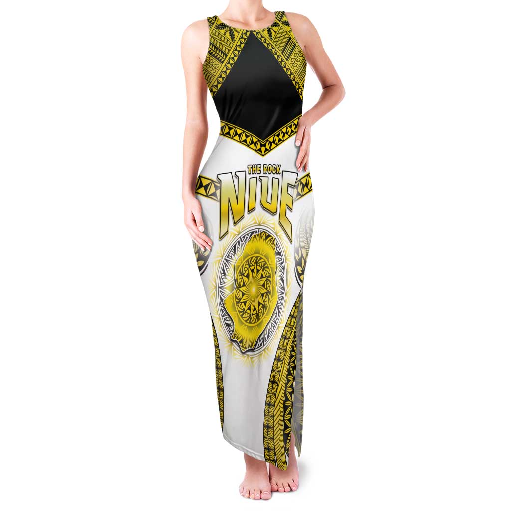 Personalised Niue The Rock Of Polynesia Tank Maxi Dress Peniamina Gospel Day Yellow Version LT05 Women Yellow - Polynesian Pride