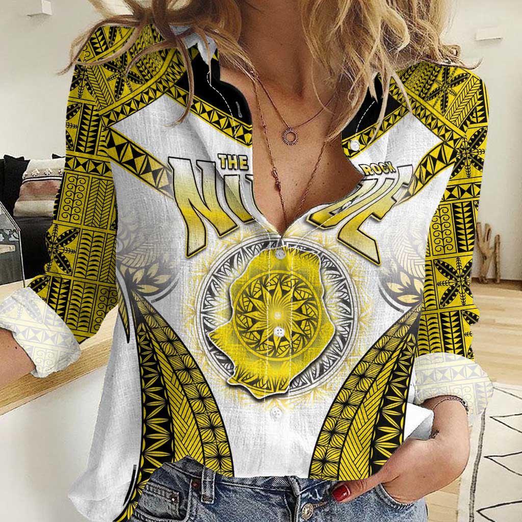 Personalised Niue The Rock Of Polynesia Women Casual Shirt Peniamina Gospel Day Yellow Version LT05 Female Yellow - Polynesian Pride