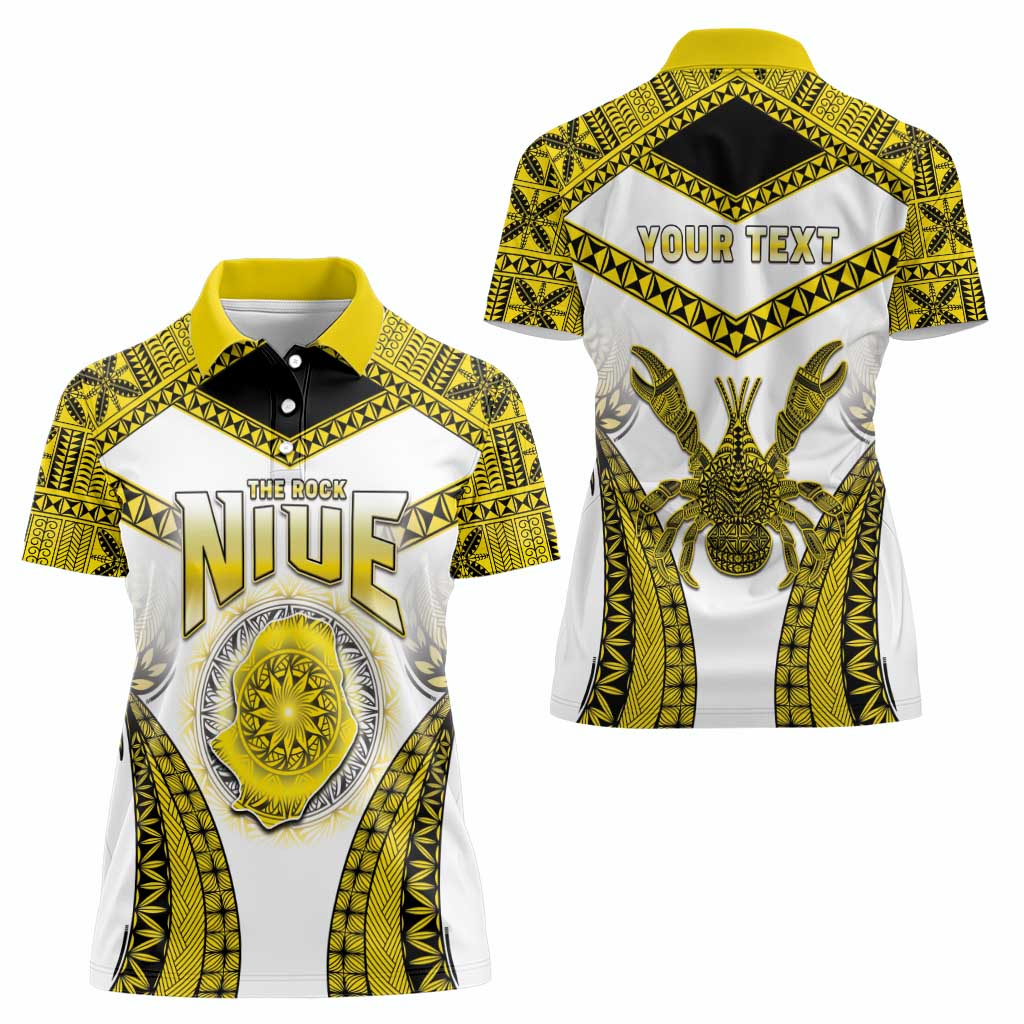 Personalised Niue The Rock Of Polynesia Women Polo Shirt Peniamina Gospel Day Yellow Version LT05 - Polynesian Pride