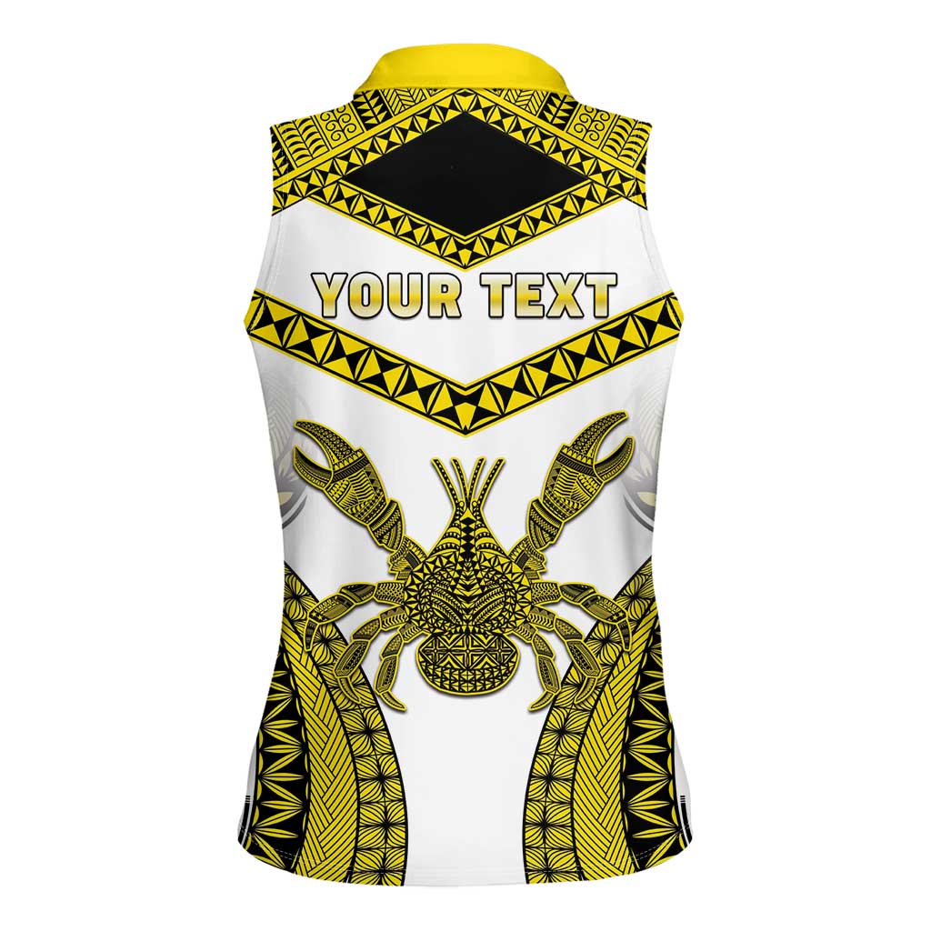 Personalised Niue The Rock Of Polynesia Women Sleeveless Polo Shirt Peniamina Gospel Day Yellow Version LT05 - Polynesian Pride