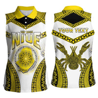 Personalised Niue The Rock Of Polynesia Women Sleeveless Polo Shirt Peniamina Gospel Day Yellow Version LT05 - Polynesian Pride