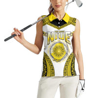 Personalised Niue The Rock Of Polynesia Women Sleeveless Polo Shirt Peniamina Gospel Day Yellow Version LT05 - Polynesian Pride