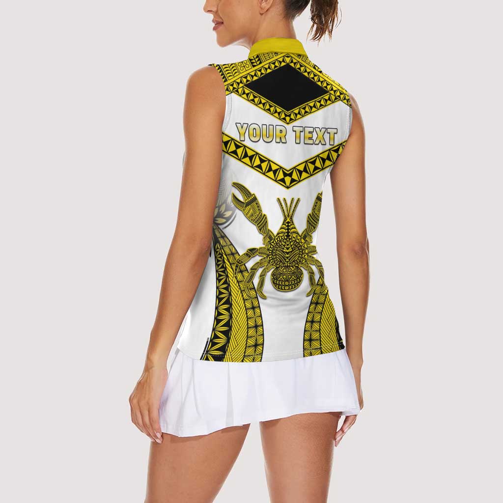 Personalised Niue The Rock Of Polynesia Women Sleeveless Polo Shirt Peniamina Gospel Day Yellow Version LT05 - Polynesian Pride