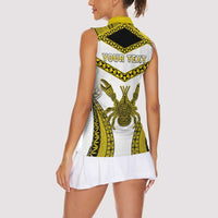 Personalised Niue The Rock Of Polynesia Women Sleeveless Polo Shirt Peniamina Gospel Day Yellow Version LT05 - Polynesian Pride