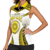 Personalised Niue The Rock Of Polynesia Women Sleeveless Polo Shirt Peniamina Gospel Day Yellow Version LT05 - Polynesian Pride