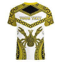 Personalised Niue The Rock Of Polynesia Women V-Neck T-Shirt Peniamina Gospel Day Yellow Version LT05 - Polynesian Pride