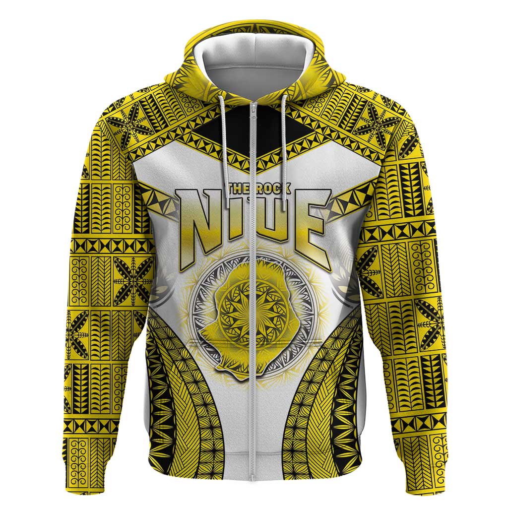 Personalised Niue The Rock Of Polynesia Zip Hoodie Peniamina Gospel Day Yellow Version LT05 Zip Hoodie Yellow - Polynesian Pride