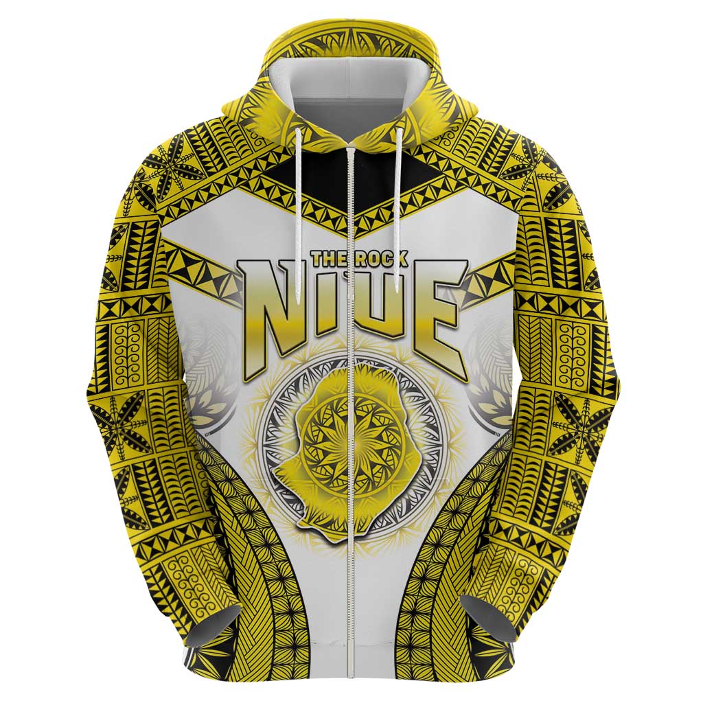 Personalised Niue The Rock Of Polynesia Zip Hoodie Peniamina Gospel Day Yellow Version LT05 - Polynesian Pride