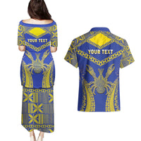 Personalised Niue The Rock Of Polynesia Couples Matching Puletasi and Hawaiian Shirt Peniamina Gospel Day Blue Version LT05 - Polynesian Pride