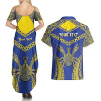 Personalised Niue The Rock Of Polynesia Couples Matching Summer Maxi Dress and Hawaiian Shirt Peniamina Gospel Day Blue Version LT05 - Polynesian Pride