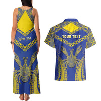 Personalised Niue The Rock Of Polynesia Couples Matching Tank Maxi Dress and Hawaiian Shirt Peniamina Gospel Day Blue Version LT05 - Polynesian Pride