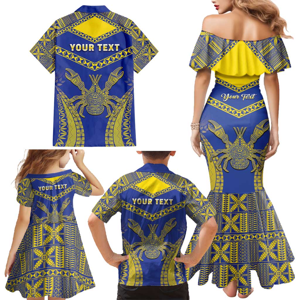 Personalised Niue The Rock Of Polynesia Family Matching Mermaid Dress and Hawaiian Shirt Peniamina Gospel Day Blue Version LT05 - Polynesian Pride