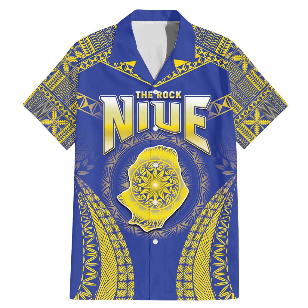 Personalised Niue The Rock Of Polynesia Family Matching Mermaid Dress and Hawaiian Shirt Peniamina Gospel Day Blue Version LT05 Dad's Shirt - Short Sleeve Blue - Polynesian Pride