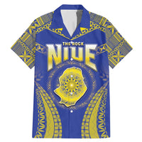 Personalised Niue The Rock Of Polynesia Family Matching Mermaid Dress and Hawaiian Shirt Peniamina Gospel Day Blue Version LT05 Dad's Shirt - Short Sleeve Blue - Polynesian Pride