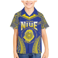 Personalised Niue The Rock Of Polynesia Family Matching Mermaid Dress and Hawaiian Shirt Peniamina Gospel Day Blue Version LT05 Son's Shirt Blue - Polynesian Pride