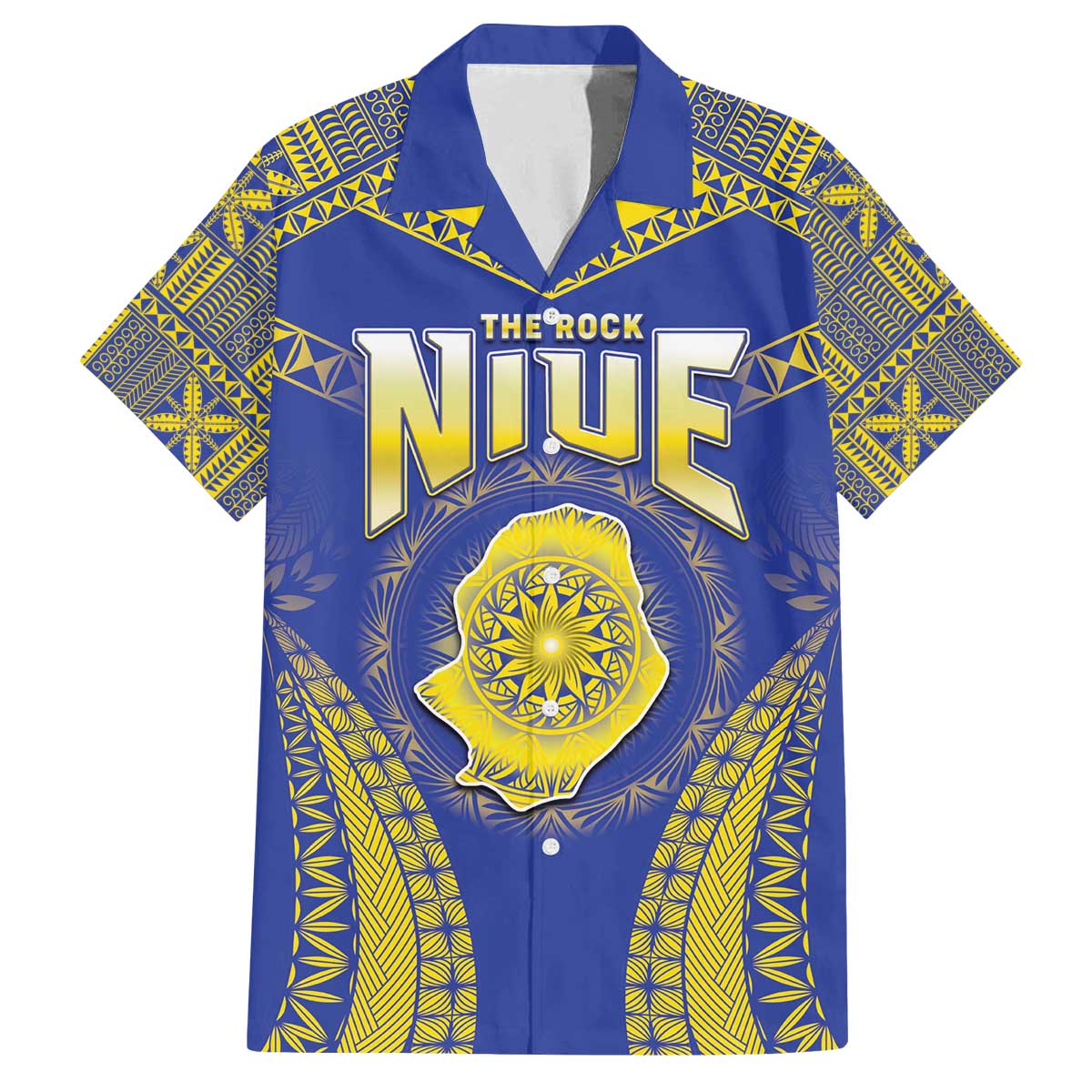 Personalised Niue The Rock Of Polynesia Family Matching Off The Shoulder Long Sleeve Dress and Hawaiian Shirt Peniamina Gospel Day Blue Version LT05 Dad's Shirt - Short Sleeve Blue - Polynesian Pride