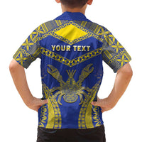 Personalised Niue The Rock Of Polynesia Family Matching Off Shoulder Maxi Dress and Hawaiian Shirt Peniamina Gospel Day Blue Version LT05 - Polynesian Pride