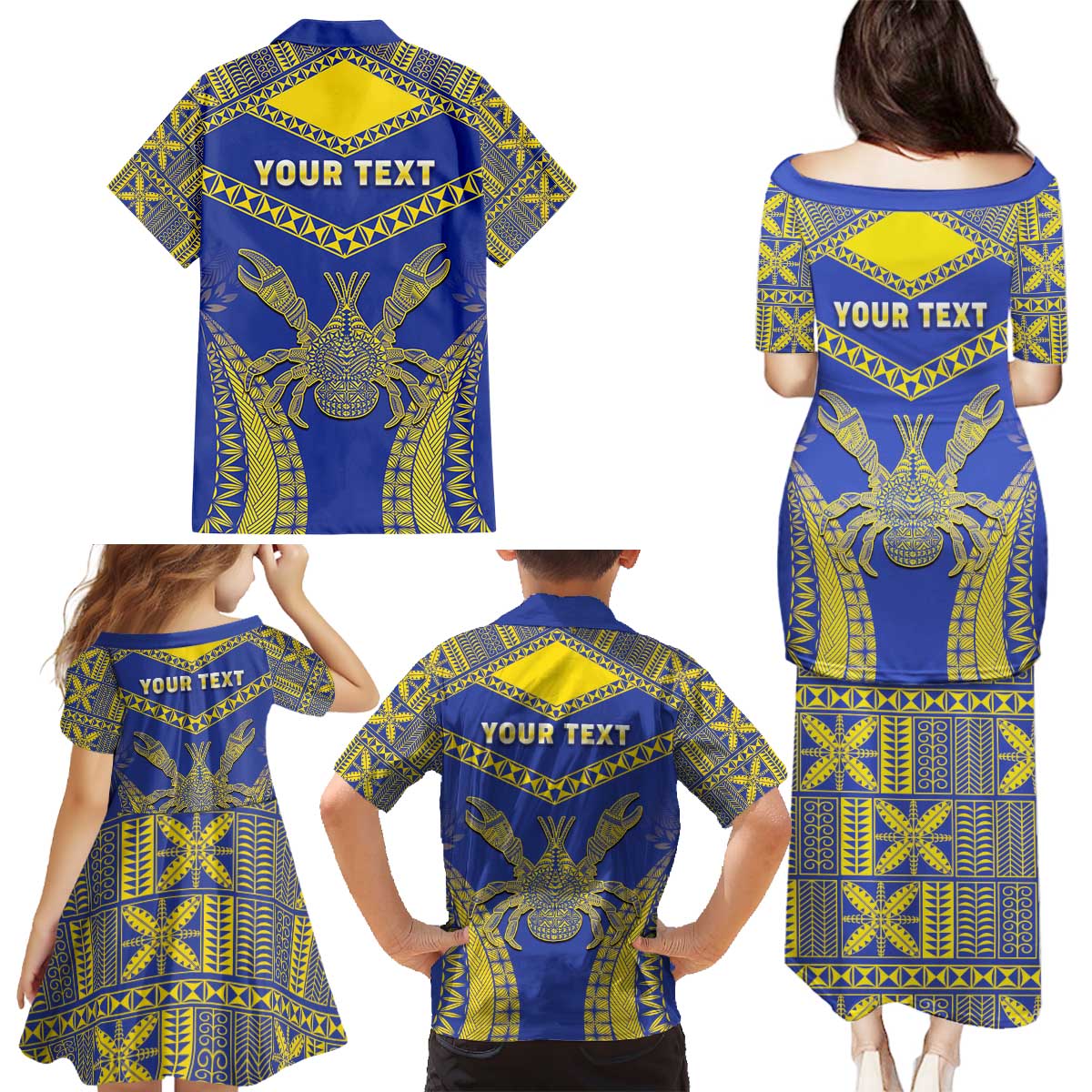 Personalised Niue The Rock Of Polynesia Family Matching Puletasi and Hawaiian Shirt Peniamina Gospel Day Blue Version LT05 - Polynesian Pride