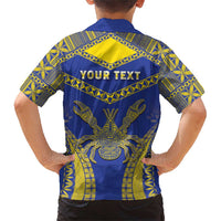 Personalised Niue The Rock Of Polynesia Family Matching Short Sleeve Bodycon Dress and Hawaiian Shirt Peniamina Gospel Day Blue Version LT05 - Polynesian Pride