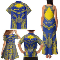 Personalised Niue The Rock Of Polynesia Family Matching Tank Maxi Dress and Hawaiian Shirt Peniamina Gospel Day Blue Version LT05 - Polynesian Pride