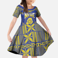 Personalised Niue The Rock Of Polynesia Kid Short Sleeve Dress Peniamina Gospel Day Blue Version LT05 KID Blue - Polynesian Pride