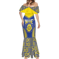 Personalised Niue The Rock Of Polynesia Mermaid Dress Peniamina Gospel Day Blue Version LT05 - Polynesian Pride
