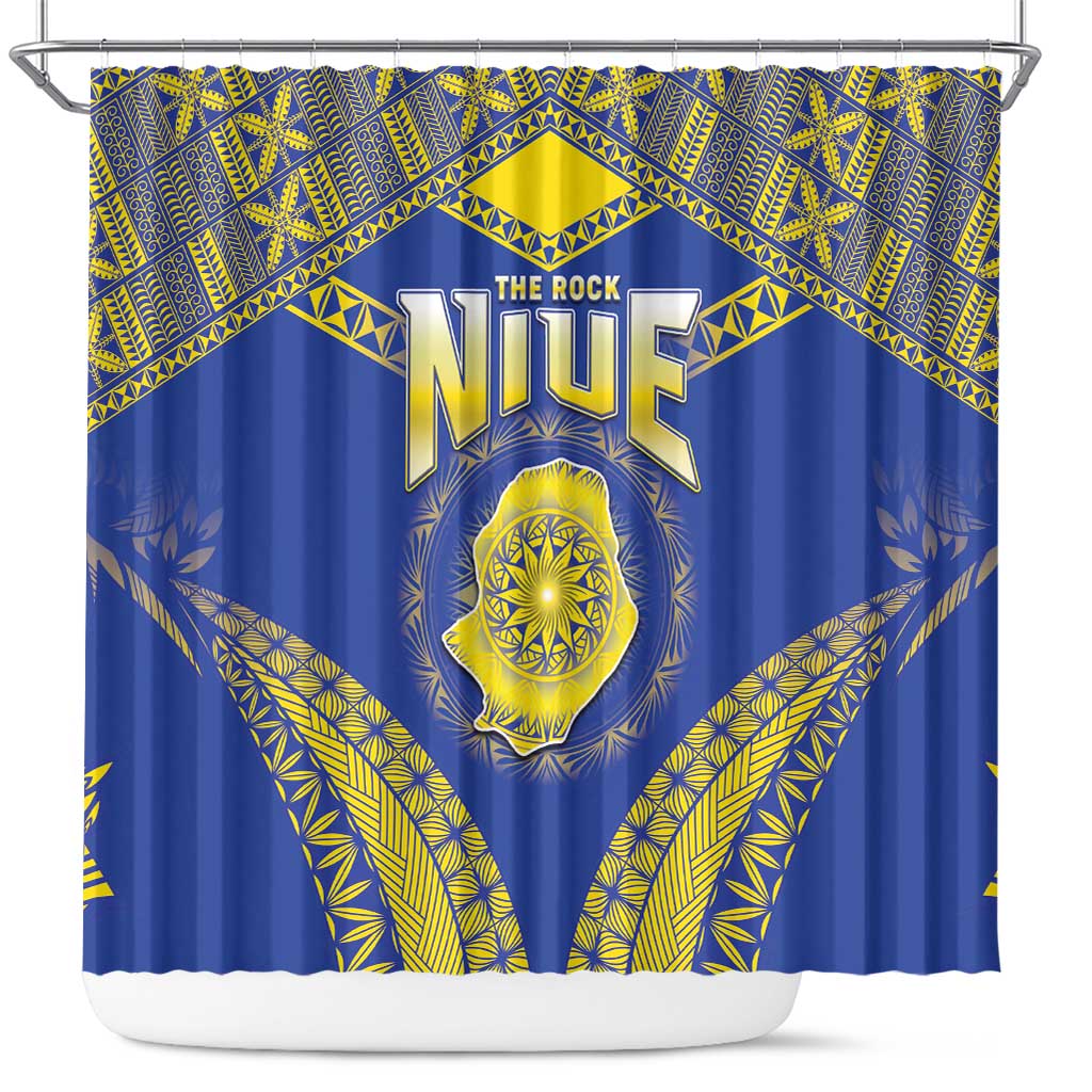 Niue The Rock Of Polynesia Shower Curtain Peniamina Gospel Day Blue Version LT05 Blue - Polynesian Pride