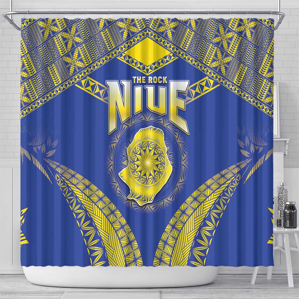 Niue The Rock Of Polynesia Shower Curtain Peniamina Gospel Day Blue Version LT05 - Polynesian Pride