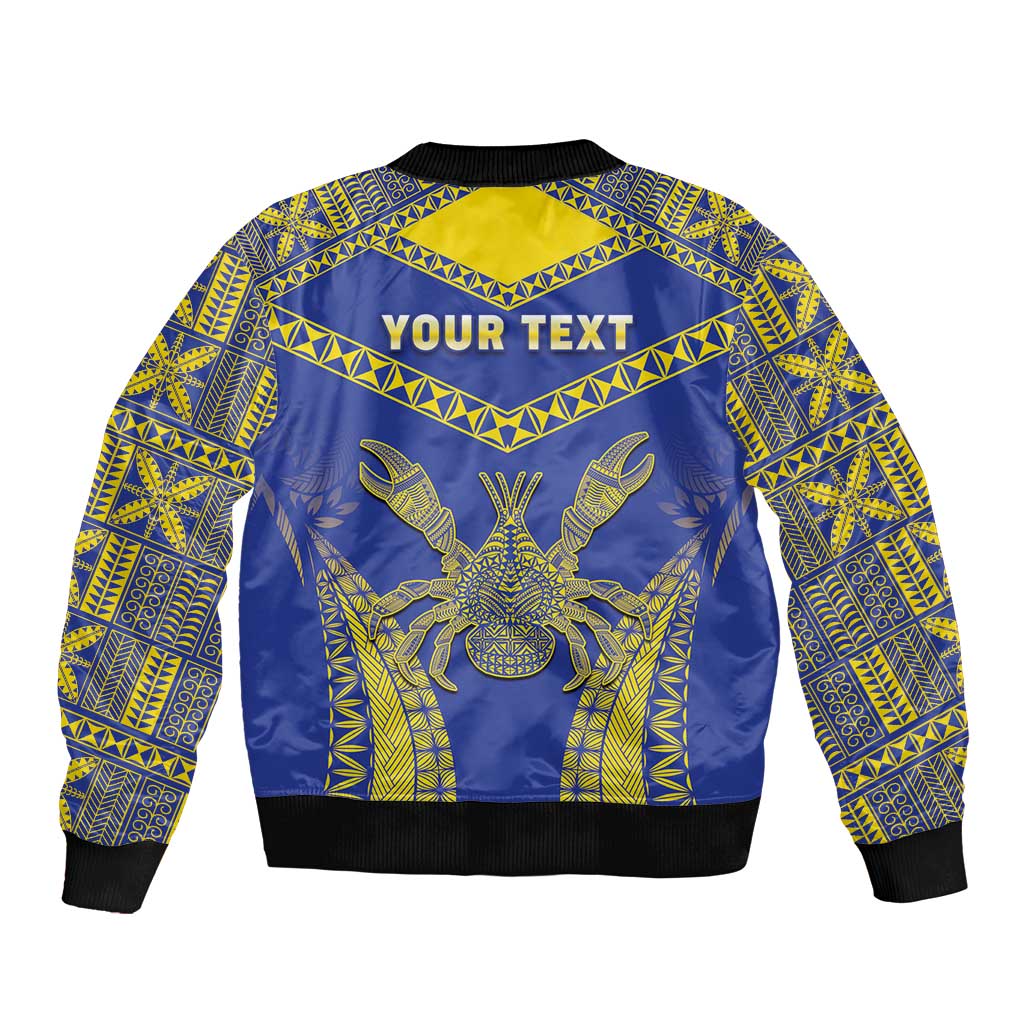 Personalised Niue The Rock Of Polynesia Sleeve Zip Bomber Jacket Peniamina Gospel Day Blue Version LT05 - Polynesian Pride