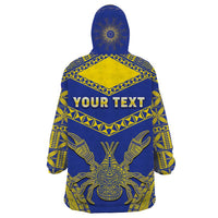 Personalised Niue The Rock Of Polynesia Wearable Blanket Hoodie Peniamina Gospel Day Blue Version LT05 - Polynesian Pride